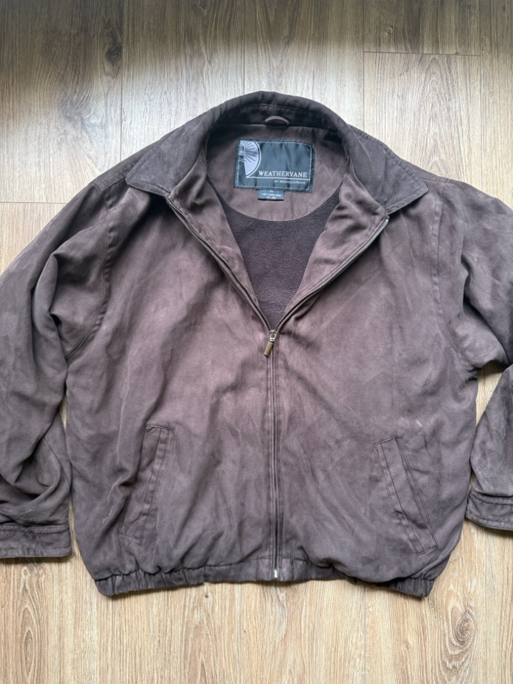 Weatherproof Brown Bomber Jacket with Zip Front